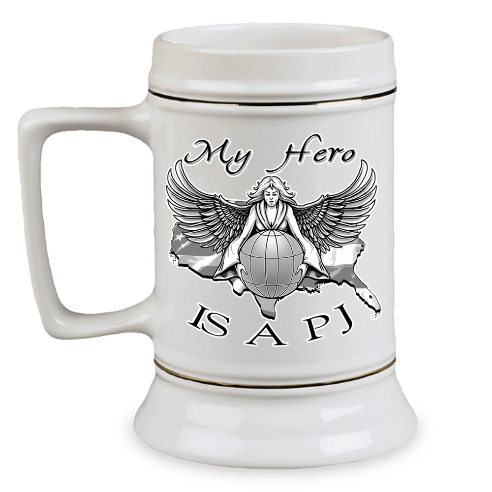 My Hero Is A PJ Pararescue Air Force Veteran 28 oz Ceramic Custom Beer Drinking Stein