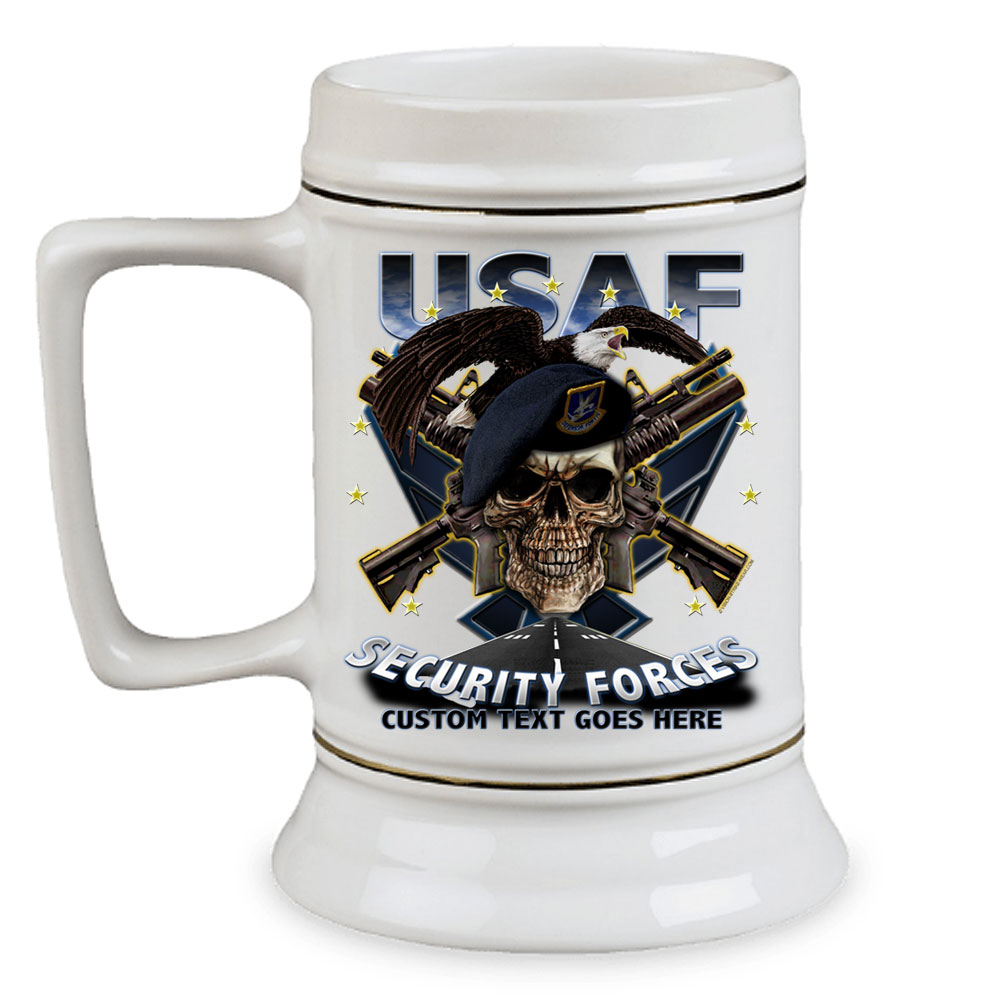 Security Forces Air Force Veteran 28 oz Ceramic Custom Beer Drinking Stein