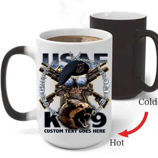 K9 Security Police Forces Air Force Veteran 15 oz Ceramic Custom Heat-Activated Coffee Mug