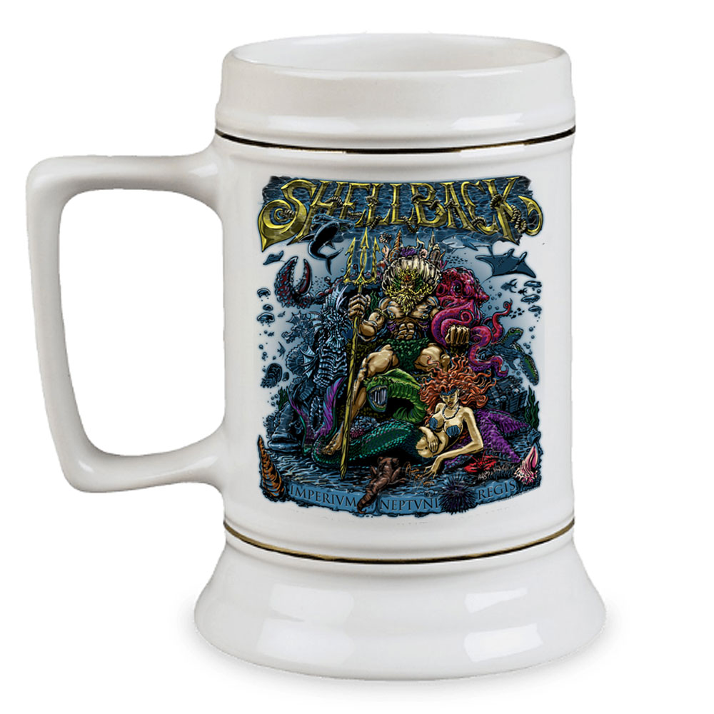 Shellback Court of King Neptune Veteran 28 oz Custom Ceramic Drinking Stein