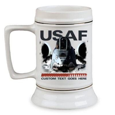 A-10 Thunderbolt "Brrrrrt" Aircraft Air Force Veteran 28 oz Ceramic Custom Beer Drinking Stein