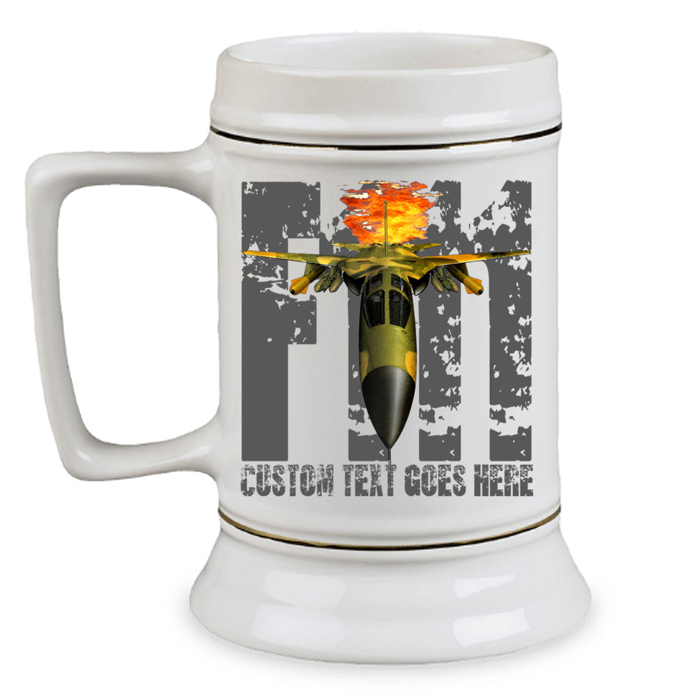 F-111 Aardvark Aircraft Air Force Veteran 28 oz Ceramic Custom Beer Drinking Stein