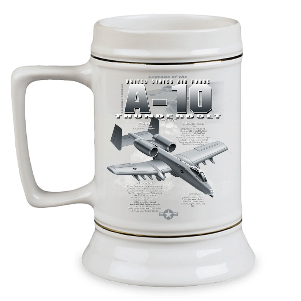 A-10 Thunderbolt Fairchild Air Force Veteran 28 oz Ceramic Custom Beer Drinking Stein