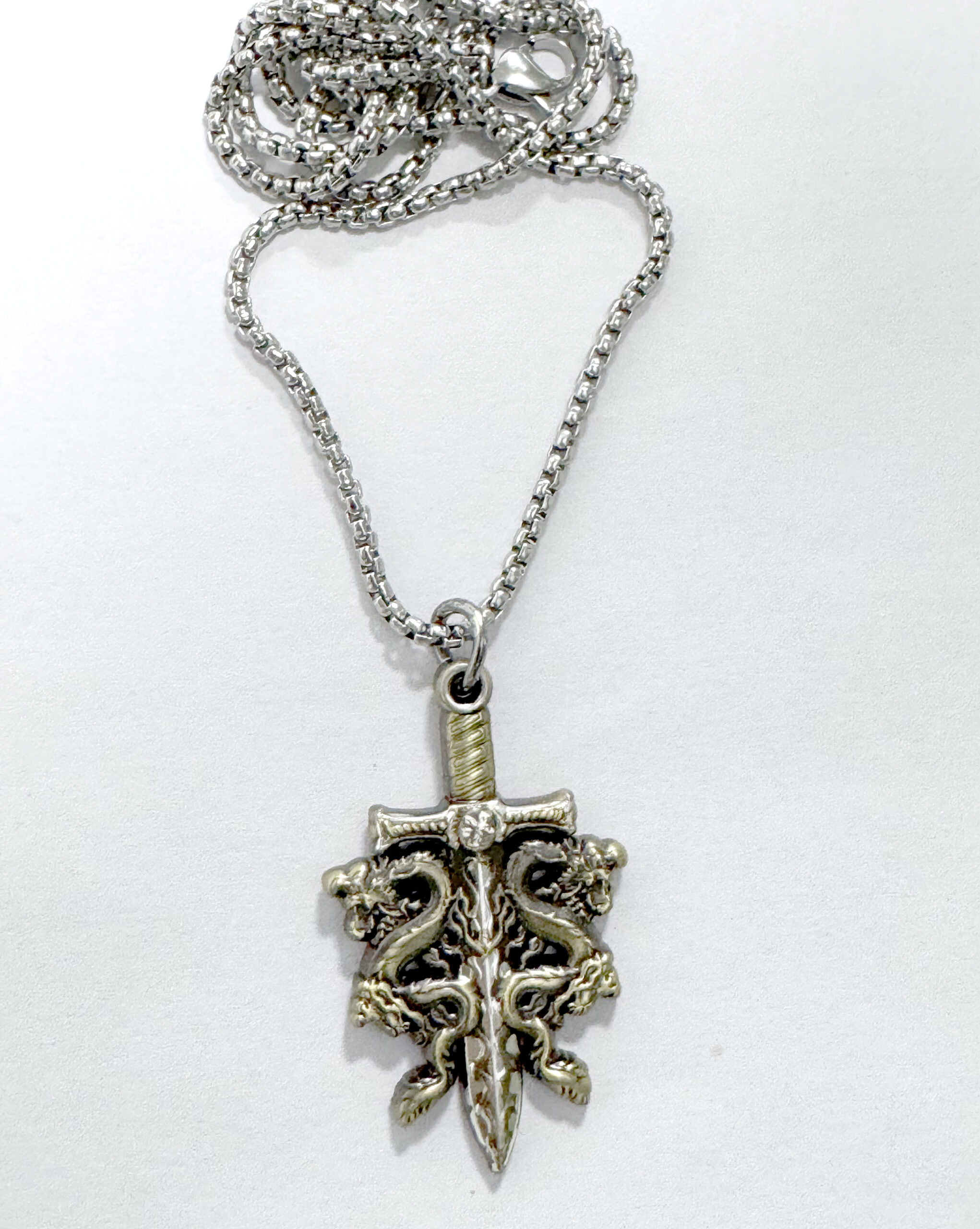 Viking Skull and Double Celtic Hatchets Gold and Sterling Silver Necklace Jewelry with Chain