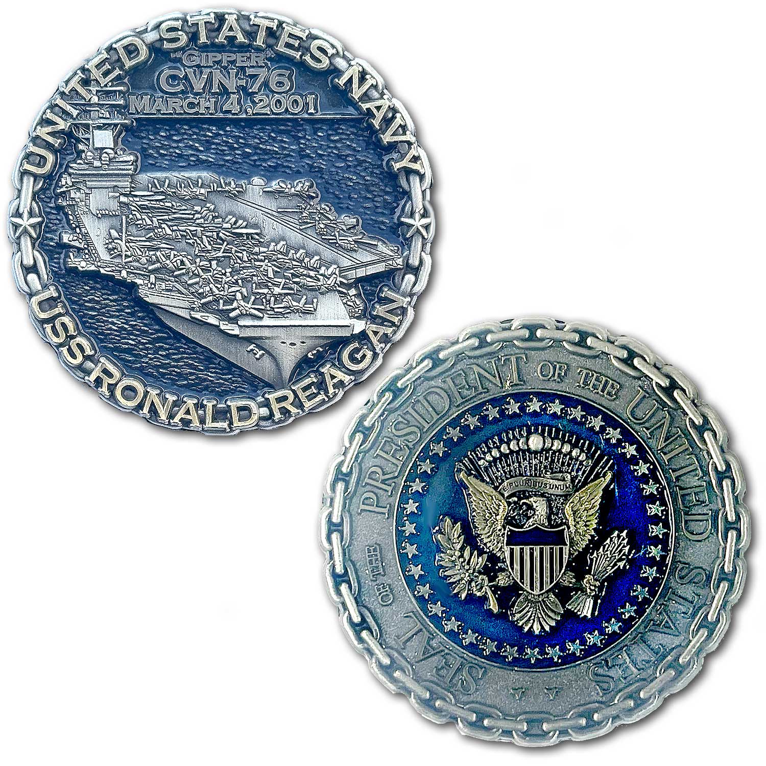 USS Ronald Reagan CVN-76 US Navy Aircraft Carrier Collectible Challenge Coin