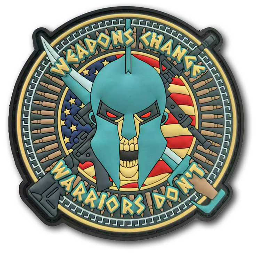 Weapons Change Warriors Don't Spartan Helmet Veteran Law Enforcement Patriotic Morale 3.5" PVC Patch