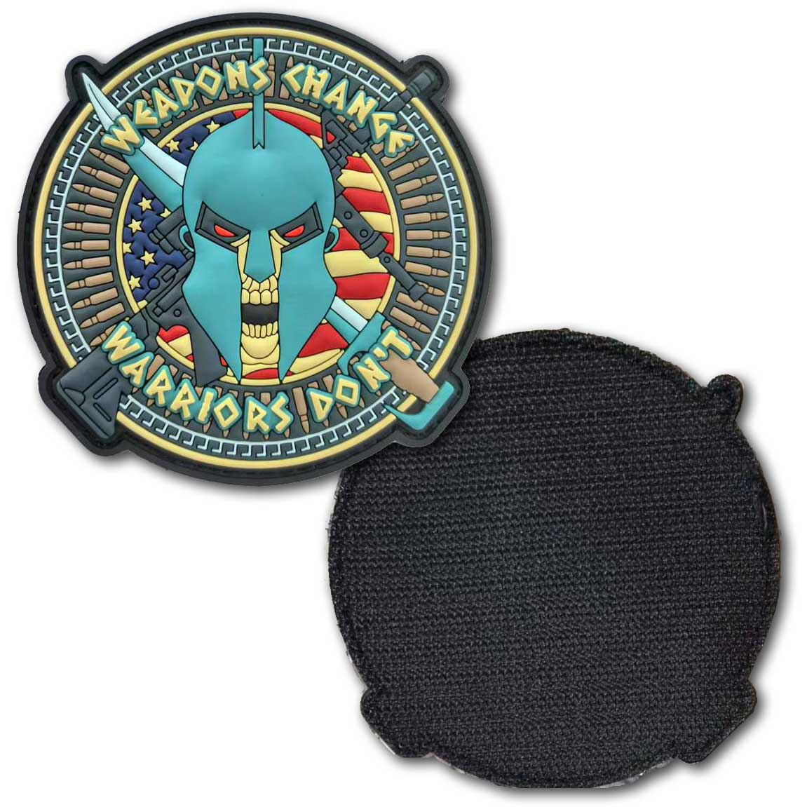 Weapons Change Warriors Don't Spartan Helmet Veteran Law Enforcement Patriotic Morale 3.5" PVC Patch