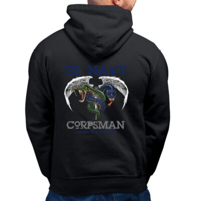 Navy Corpsman Blue Green Caduceus US Navy Custom Hoodie