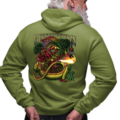 Vietnam War Veteran Ribbon Dragon and M16 Military Custom Hoodie