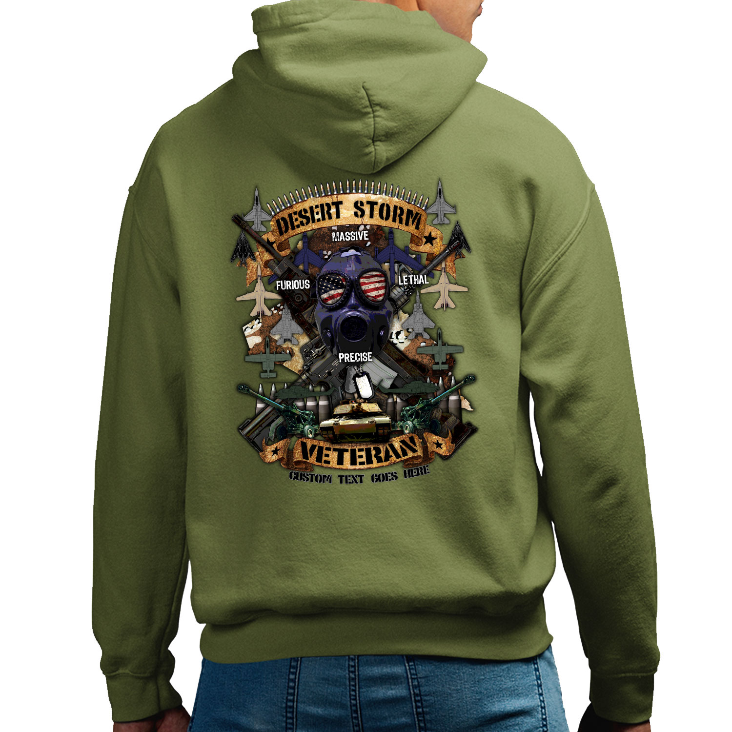 Desert Storm Veteran Massive Precise Lethal Furious US Military Custom Hoodie
