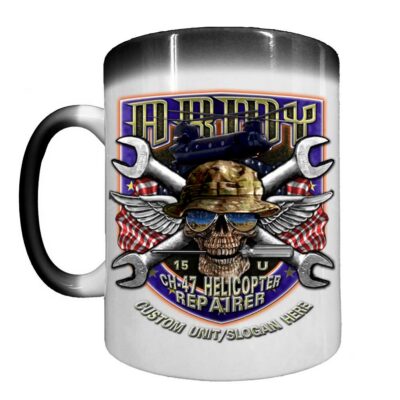 CH-47 Helicopter Repairer 15-Uniform This We'll Defend Shield Army Veteran 15oz Heat-Activated Ceramic Coffee Mug