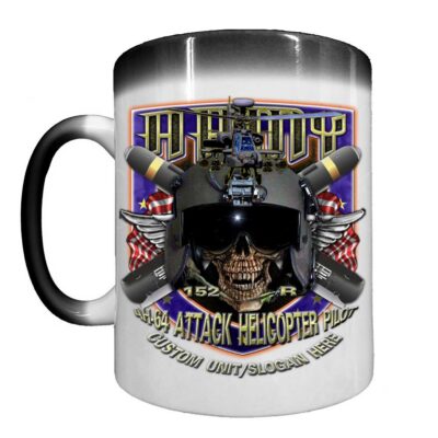 AH-64 Attack Helicopter Pilot 152-Romeo This We'll Defend Shield Army Veteran 15oz Heat-Activated Ceramic Custom Coffee Mug
