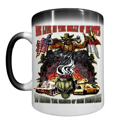 We Live In The Belly Of Beasts Ordnance Army Veteran 15oz Heat-Activated Ceramic Custom Coffee Mug