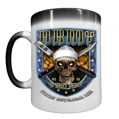 Food Service Specialist 92-Golf This We'll Defend Shield Army Veteran 15oz Heat-Activated Ceramic Custom Coffee Mug