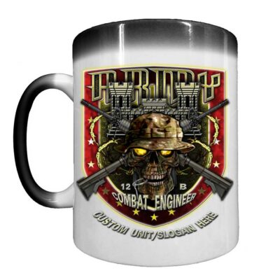 Combat Engineer 12-Bravo This We'll Defend Shield Army Veteran 15oz Heat-Activated Ceramic Custom Coffee Mug