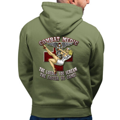 Combat Medic Louder Your Scream The Faster We Come Pin-Up Girl Army Veteran Military Custom Hoodie