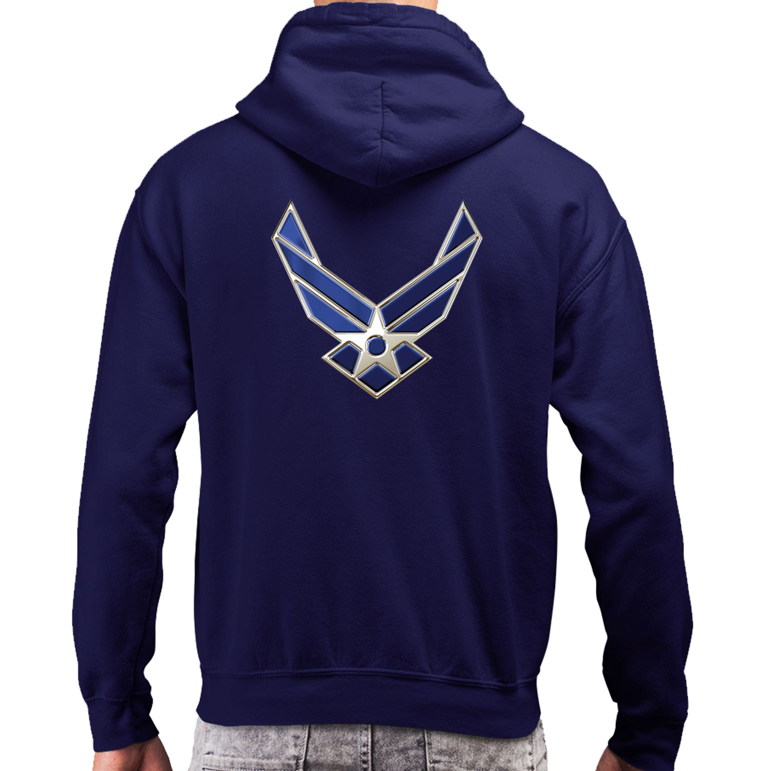 US Air Force Blue Chrome Air Force Veteran Military Custom Hoodie