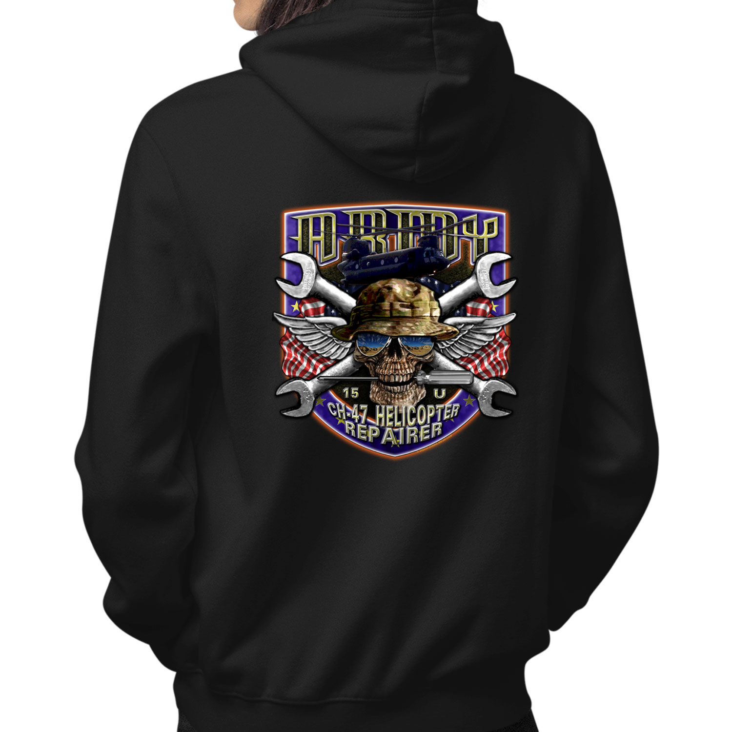 CH-47 Helicopter Repairer 15 U This We'll Defend Shield Army Veteran Military Custom Hoodie