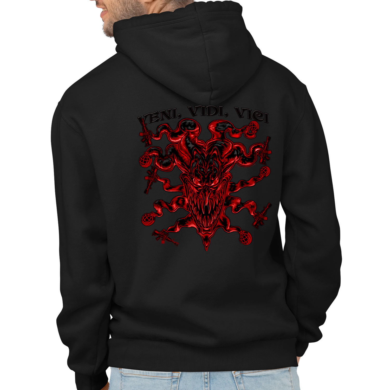 Vini Vidi Vici War Clown Jester Army Veteran Military Custom Hoodie