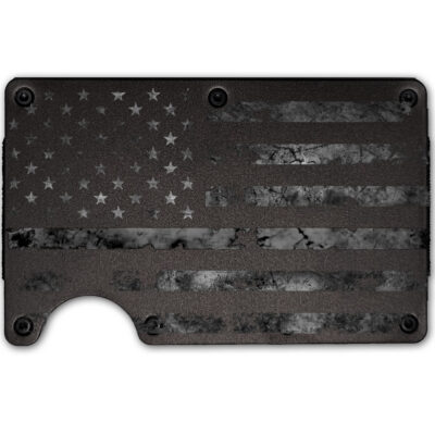 US Flag Weathered Custom Engraved Metal-Plate Cardholder Men's Wallet