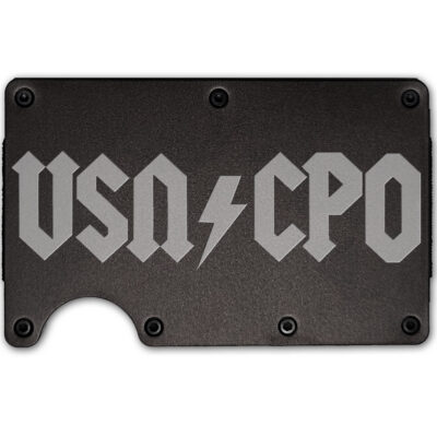 USN/CPO AC/DC Style Laser Engraved Metal-Plate Cardholder Navy Men’s Wallet