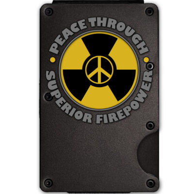Peace Through Superior Firepower Weathered Metal-Plate Cardholder Veteran Men's Wallet