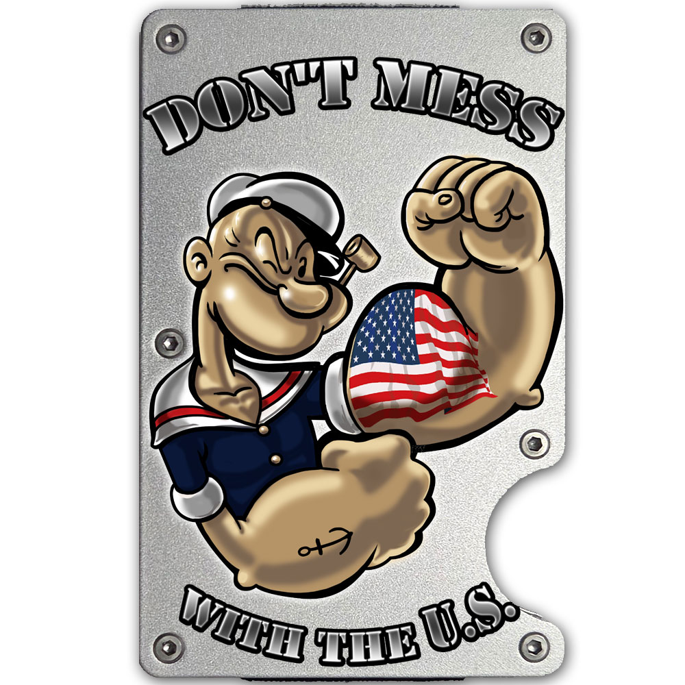 Popeye the Sailor Don't Mess with the U.S. Metal-Plate Cardholder Veteran Men's Wallet