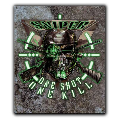 Sniper One Shot One Kill Night Vision Military Veteran Custom 12 x 15 Inch Vintage Sign