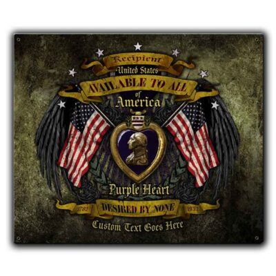 Purple Heart Recipient Available to All Desired by None Veteran Vintage 12 x 15 Inch Sign