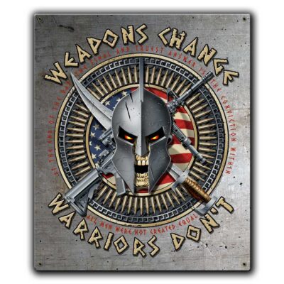 Weapons Change Warriors Don't Spartan Veteran Custom 12 x 15 Vintage Sign