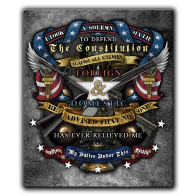 USA Oath To The American Constitution Veteran Custom 12 x 15 Vintage Sign