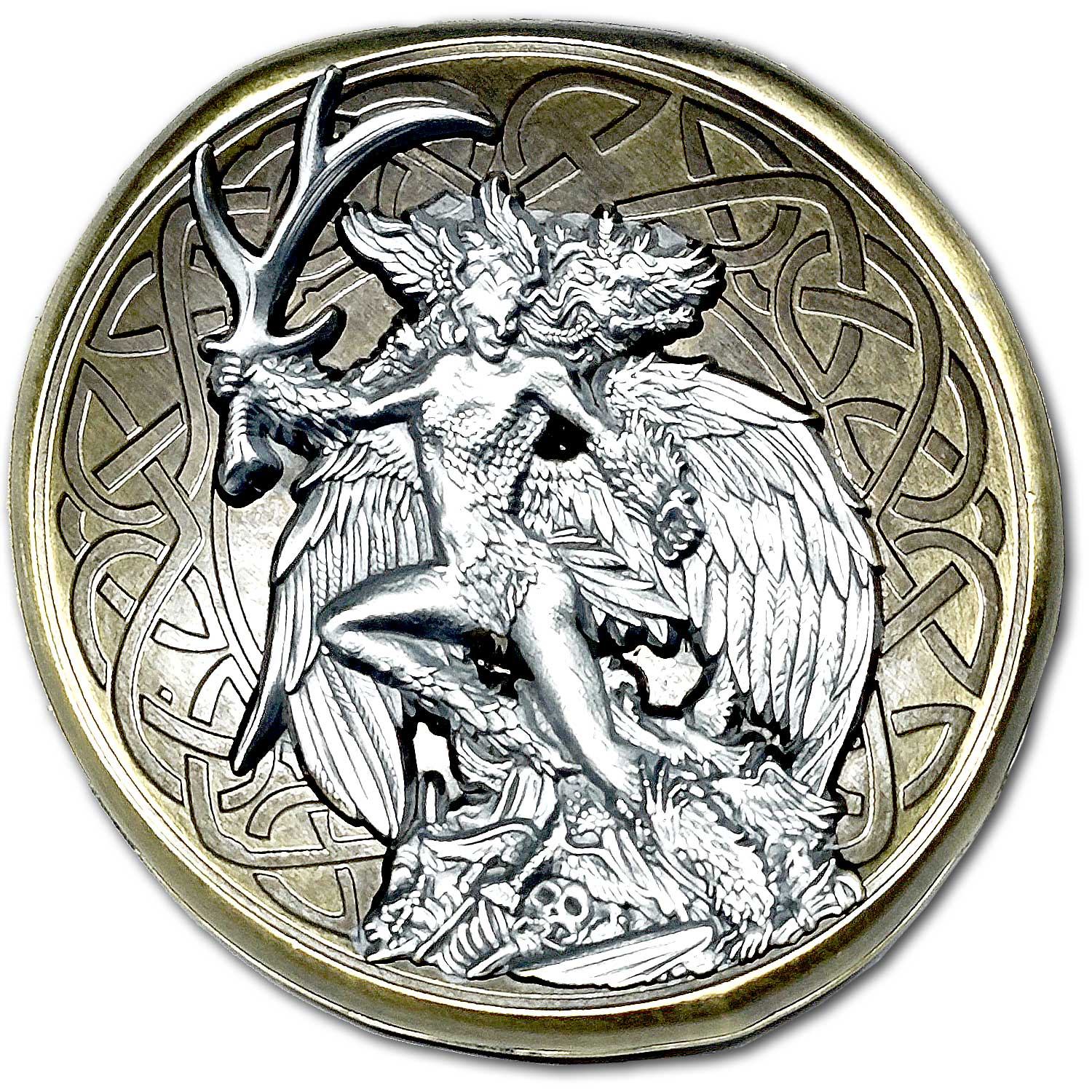 Morrigan Celtic Goddess of War and Fate, with Foretelling Doom, Death, or Victory in Battle Ancient Rainbow Cup Collectible Coin
